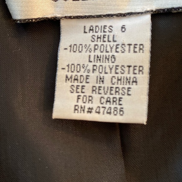 Mary McFadden Womens Black Blazer w White Contrast Stitching / Size 6 - Picture 9 of 14